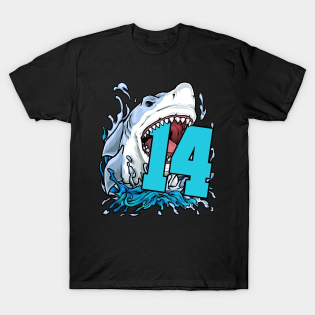 14th Birthday Shark T-Shirt by KAWAIITEE